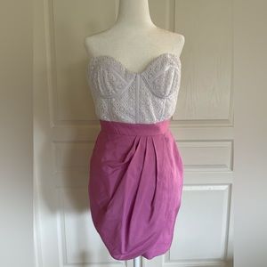 Bebe Pink White Corset Tulip Cocktail Dress Size 0